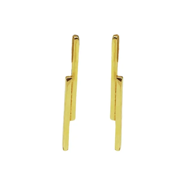 Brinco Assimétrico Fino Banho Ouro