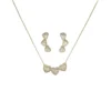 Conjunto Cravejado Zircônia Branca Banho Ouro