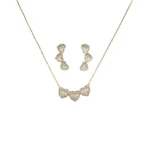 Conjunto Cravejado Zircônia Branca Banho Ouro