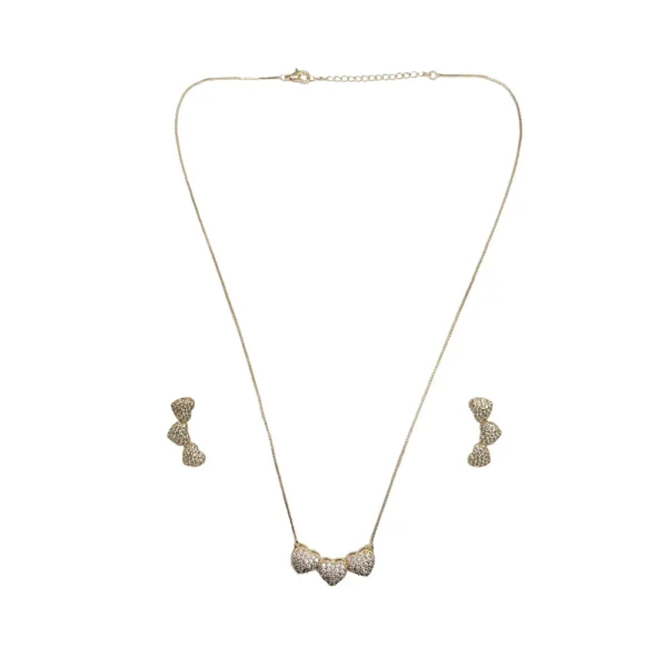 Conjunto Cravejado Zircônia Branca Banho Ouro
