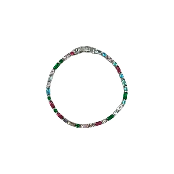 Pulseira Riviera Zircônia Colorida Geométrica