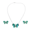 Conjunto Borboleta Verde Banho Prata