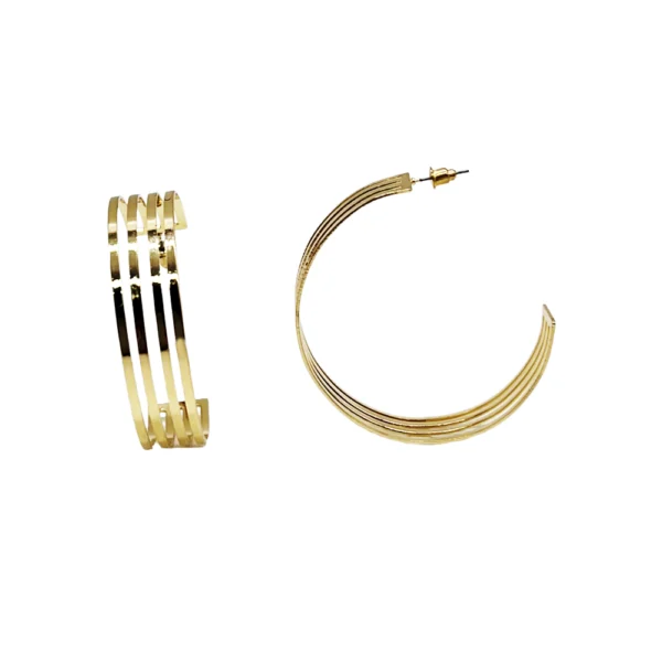 Brinco Argola Quatro Voltas Vazado Dourado