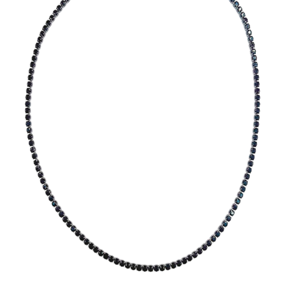 Colar Riviera Zirconias Negras Banho Ródio Negro